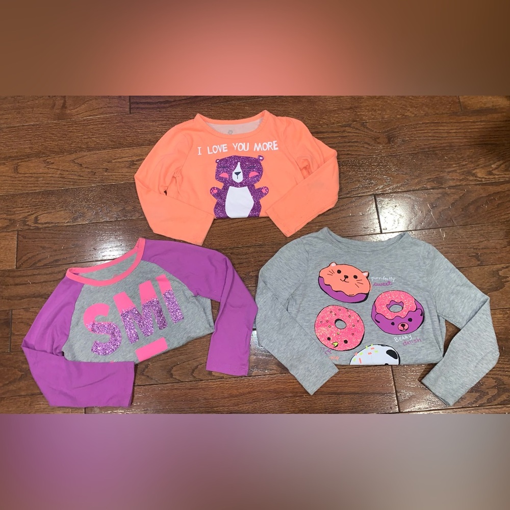 Vtg Okie Dokie Toddler Girl Graphic Shirt Lot Size 4T Bear Donut Y2K Kmart